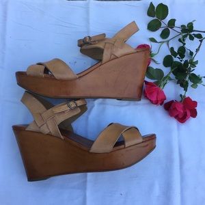 Lucky Brand Leather Double Strap Wedges